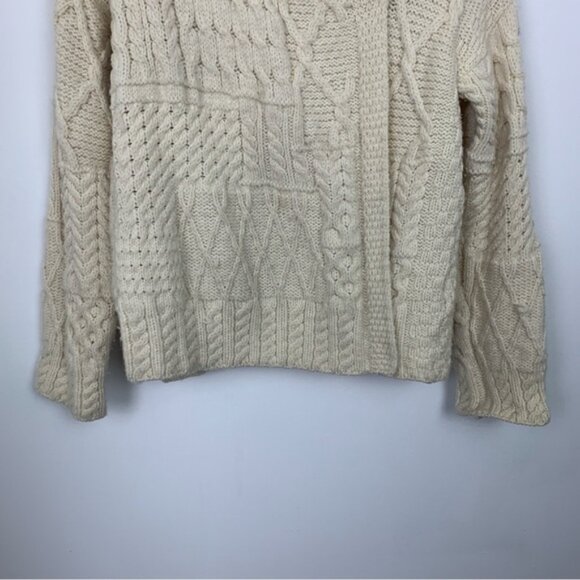 Carraig Donn Irish Chunky Collared Aran Cable Knit Sweater - Picture 3 of 11